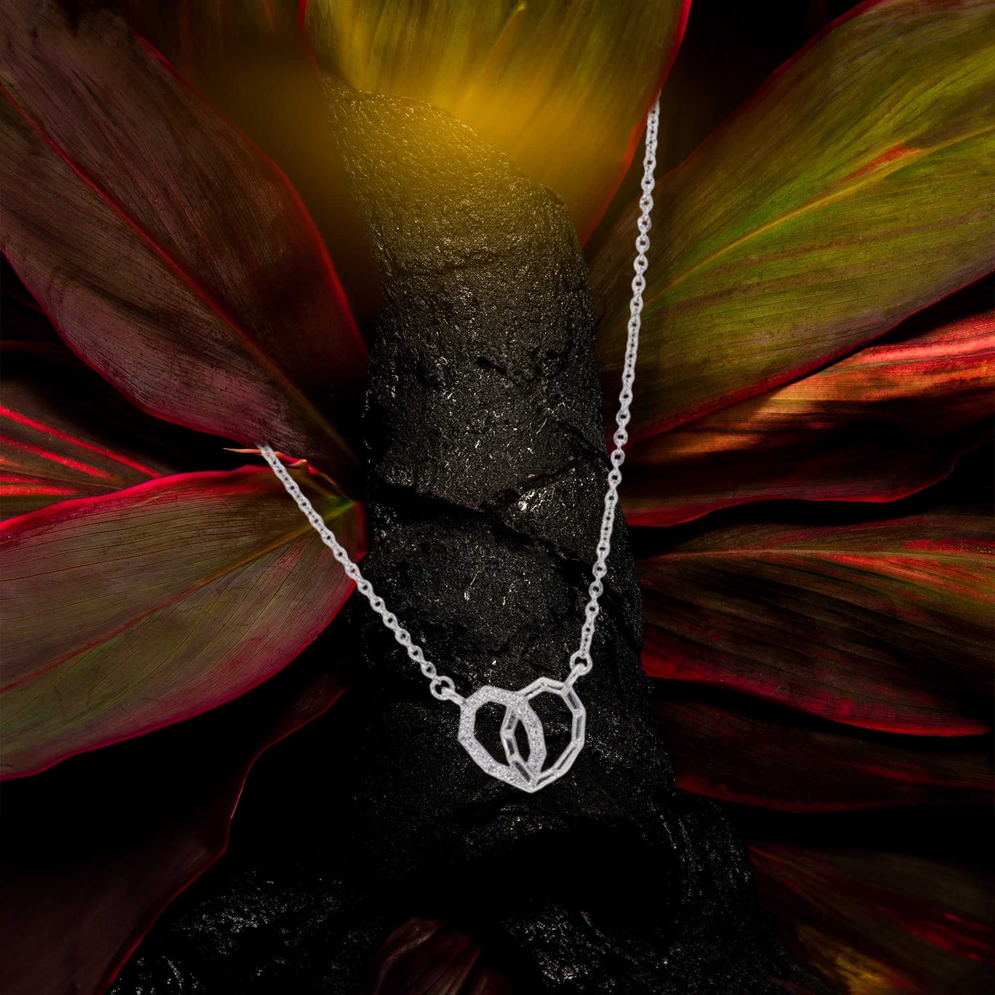 Interlinked Heart Pendant Necklace in Sterling Silver with Cubic Zirconia