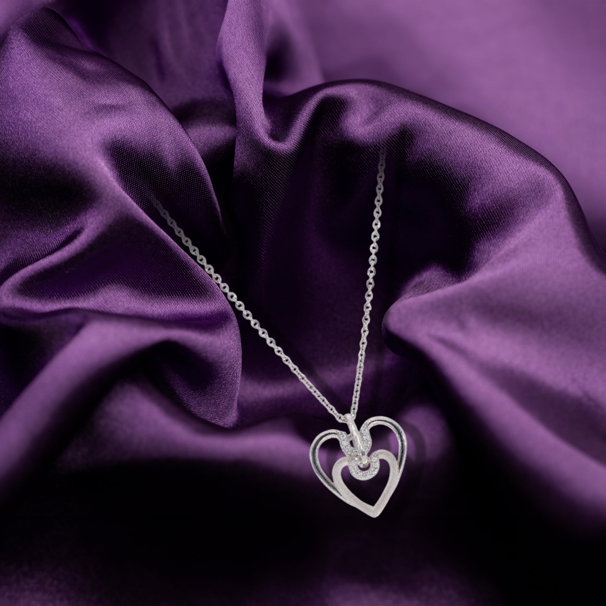 Double Heart Pendant Necklace