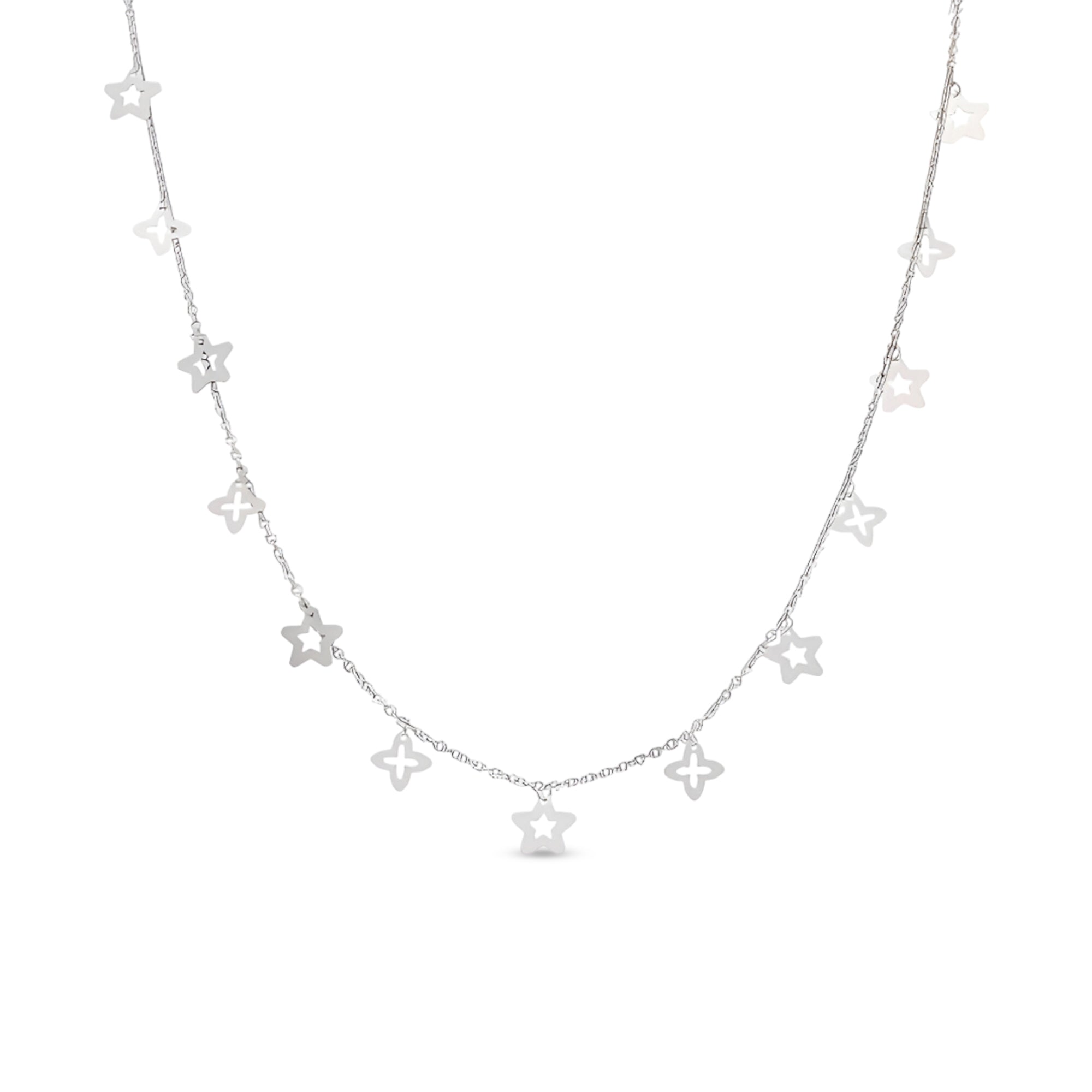 Silver Star & Floral Necklace