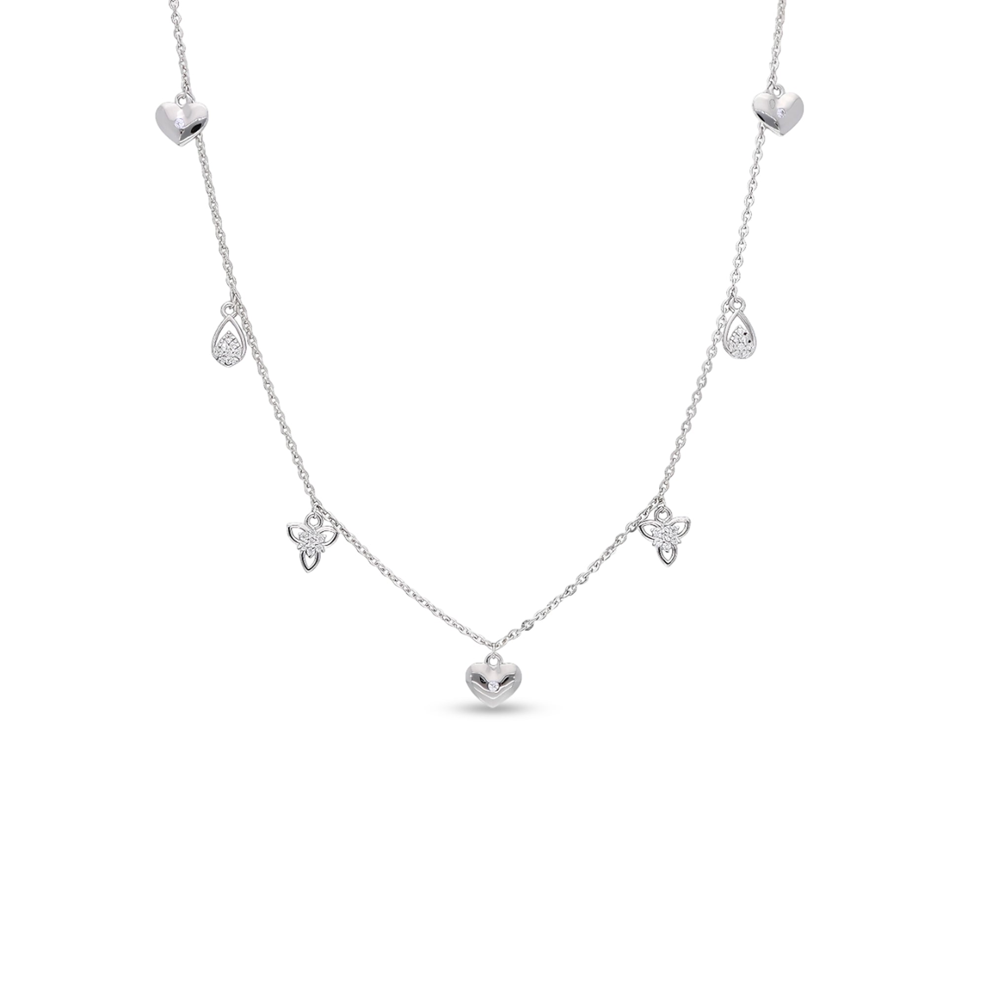 Silver Necklace with Heart & Wings