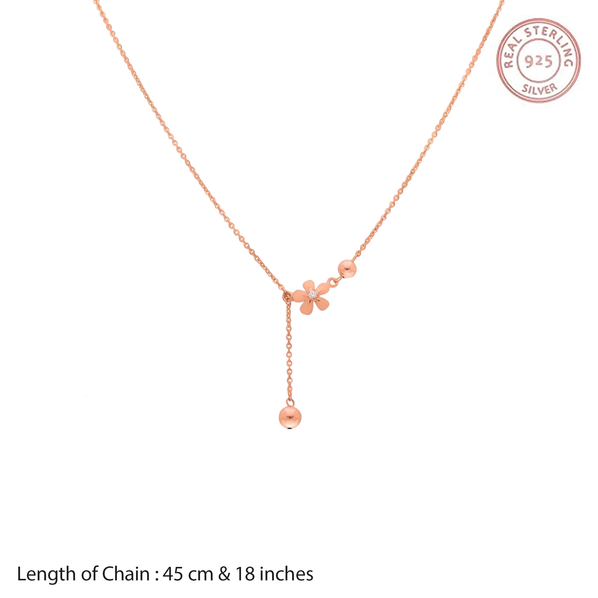 Rose Gold Floral Drop Necklace and Earring Set ? Delicate Chain Design with Dangling Petal Charms for Elegant Everyday Wear