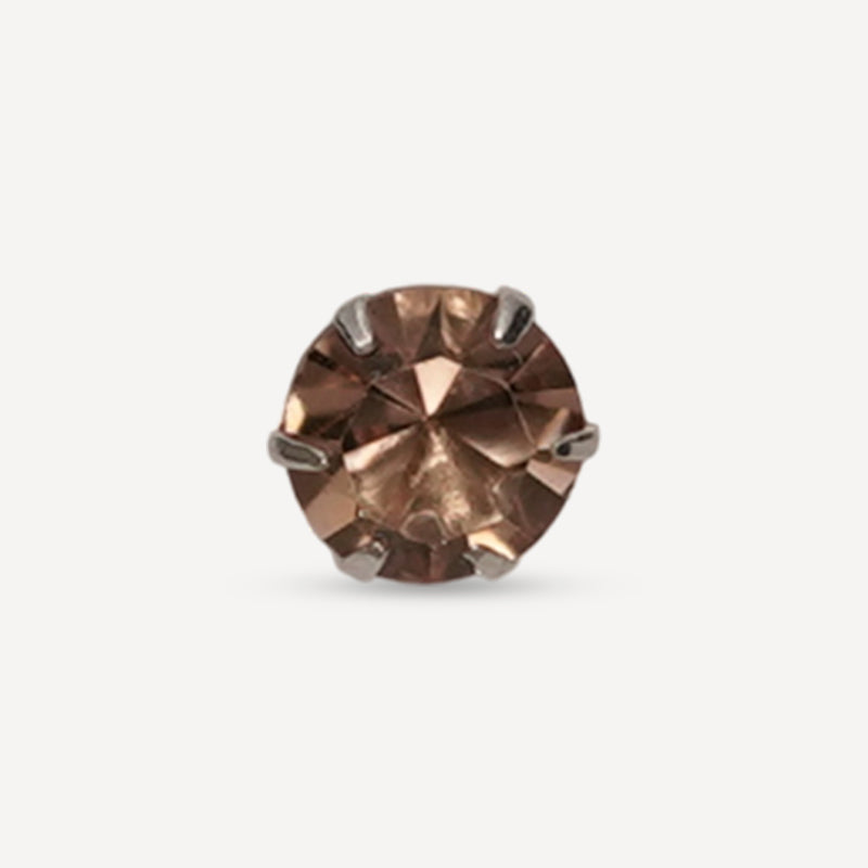 925 Silver Nosepin with Brown CZ Stone – Classic Solitaire Stud