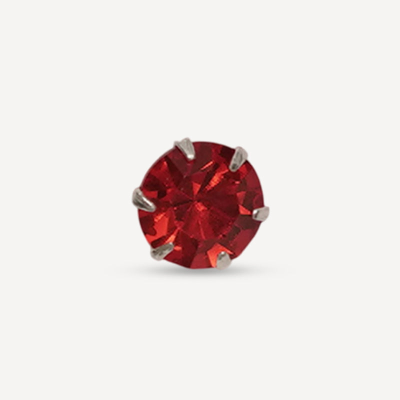 925 Silver Nosepin with Ruby Red CZ Stone – Classic Round Stud