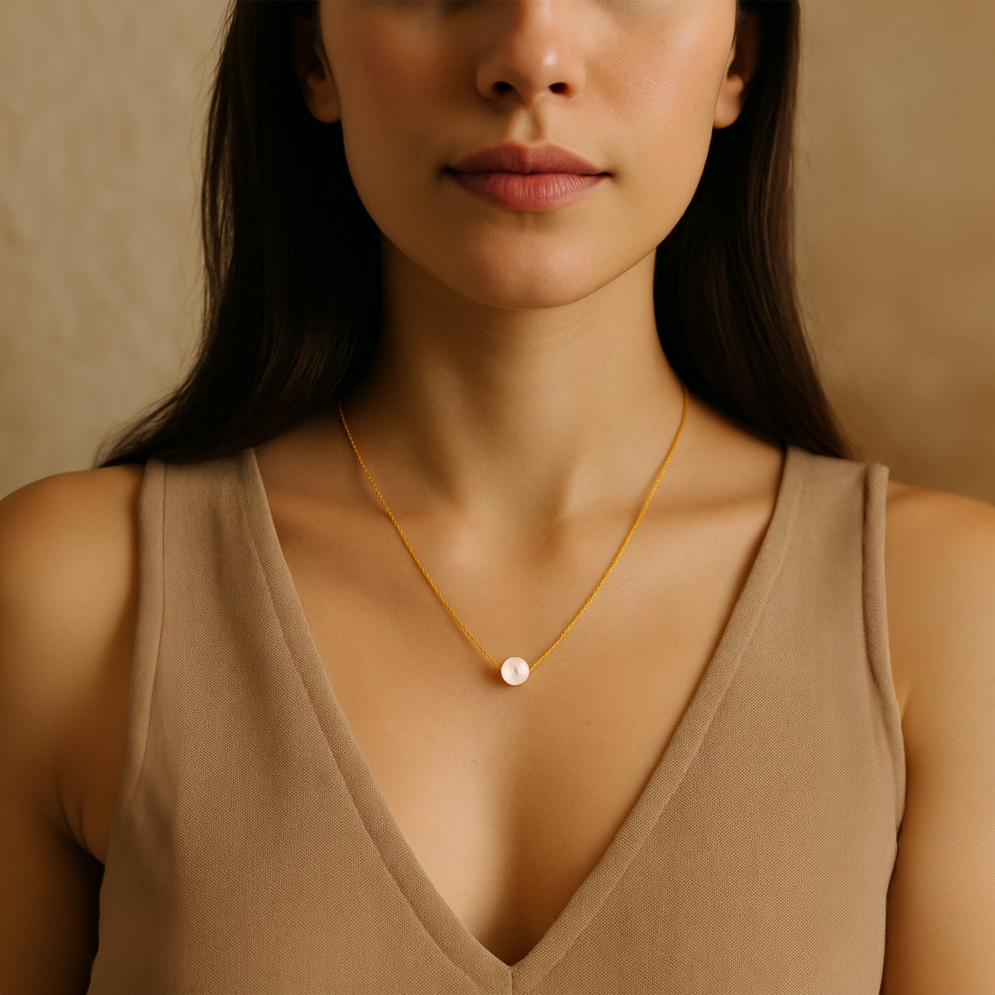 Silver Knot Necklace with Green Enamel and Gold-Tone Coating