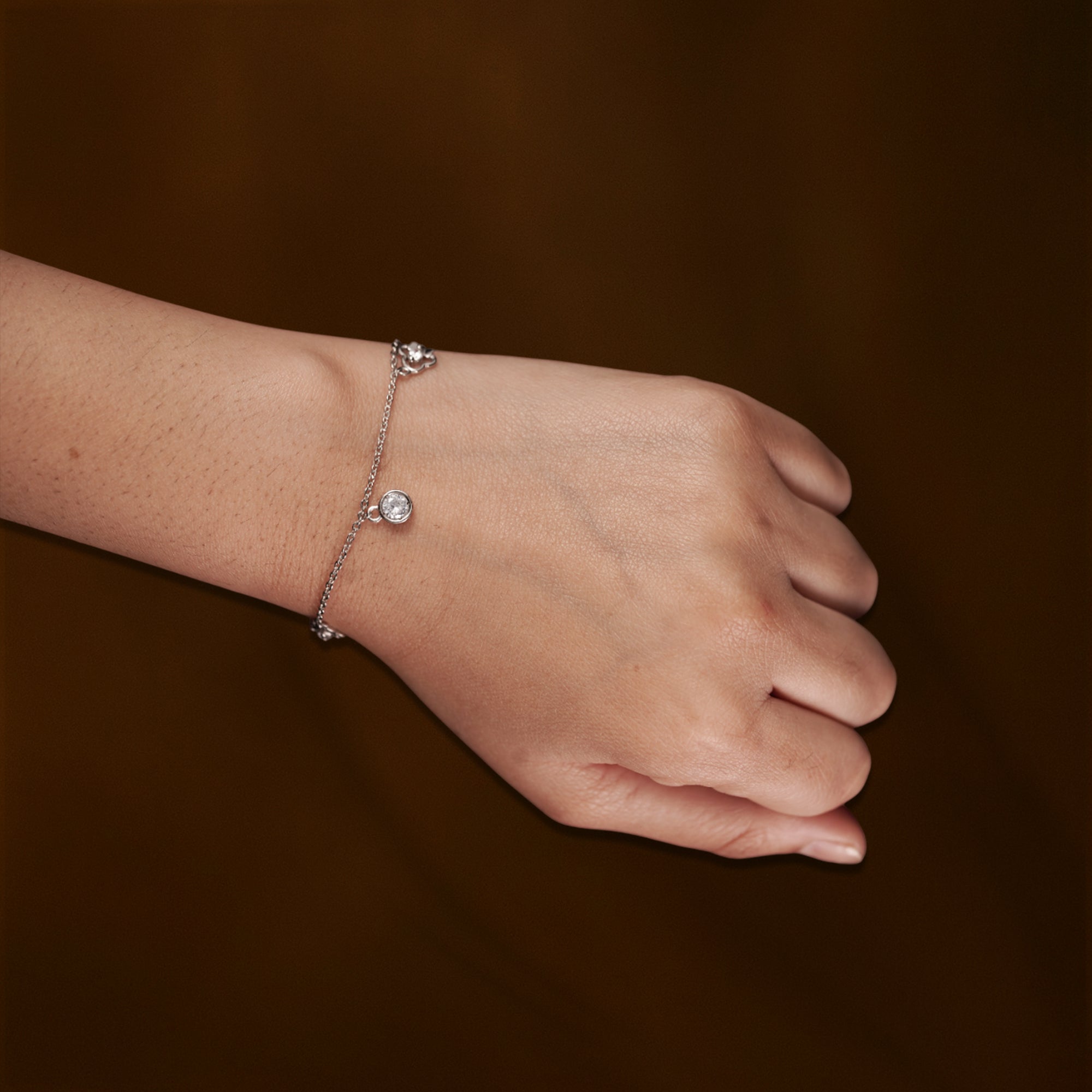 Silver Adjustable Bracelet with Star & Crystal Charms