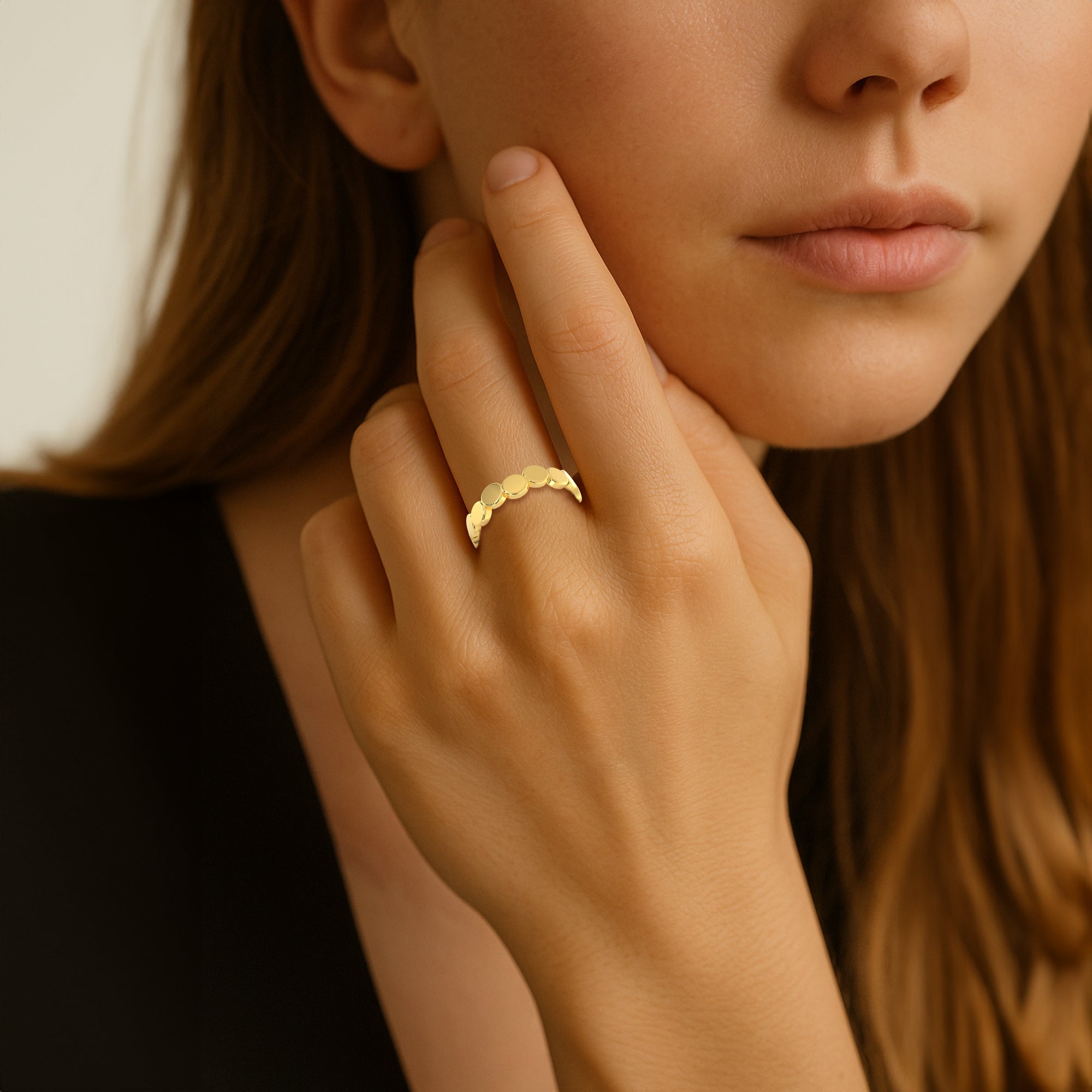 Gold Disc Stacking Ring – 925 Sterling Silver