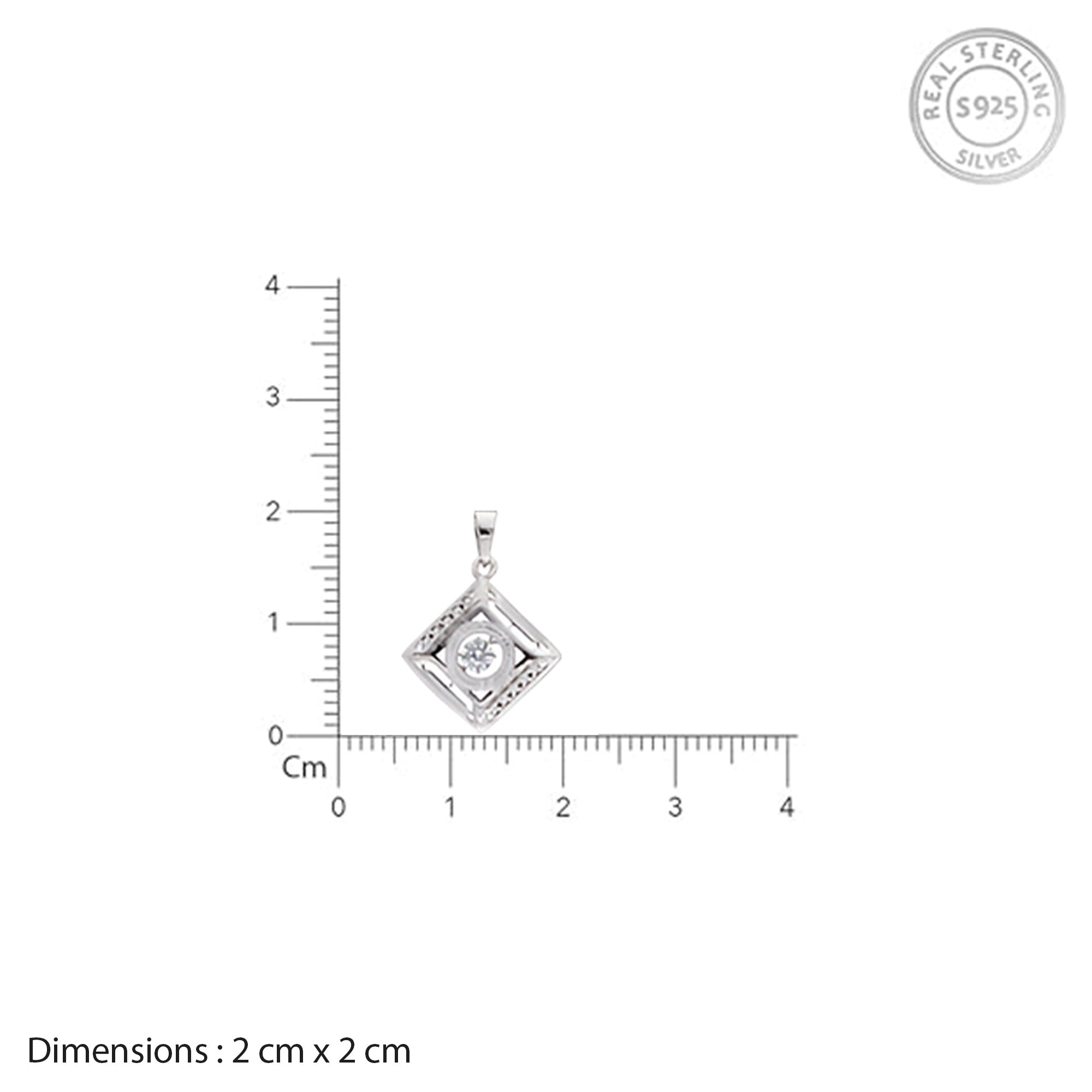 Sterling Silver Geometric Square Pendant Necklace