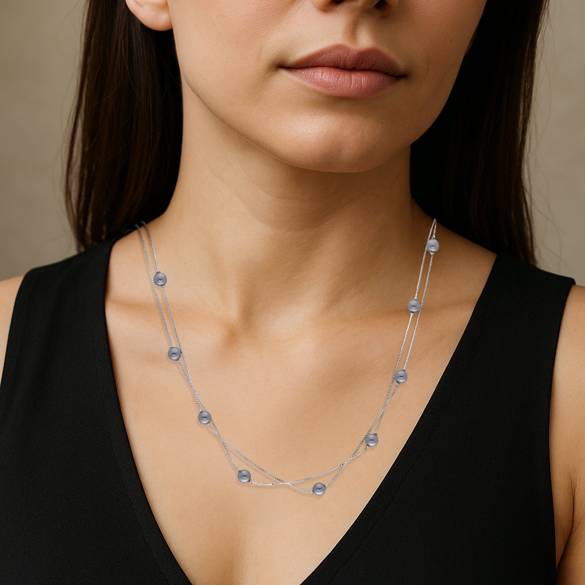 Double-Strand Silver Chain Necklace