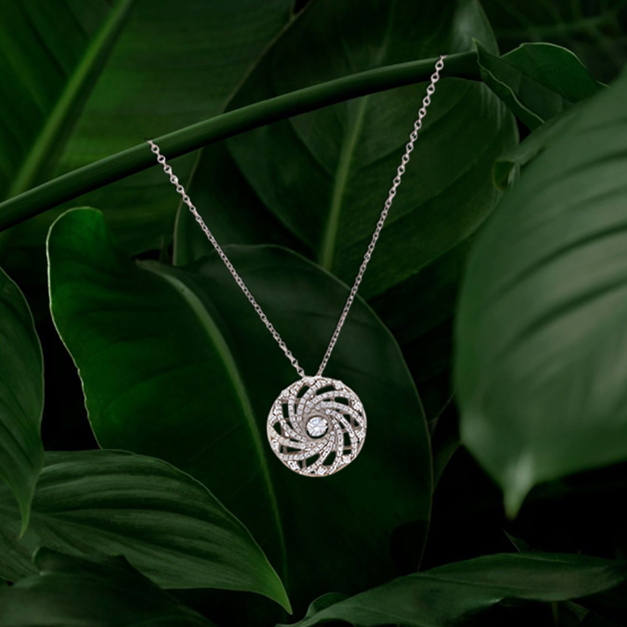 Elegant Swirl Pendant Necklace with Cubic Zirconia – Timeless Sparkle