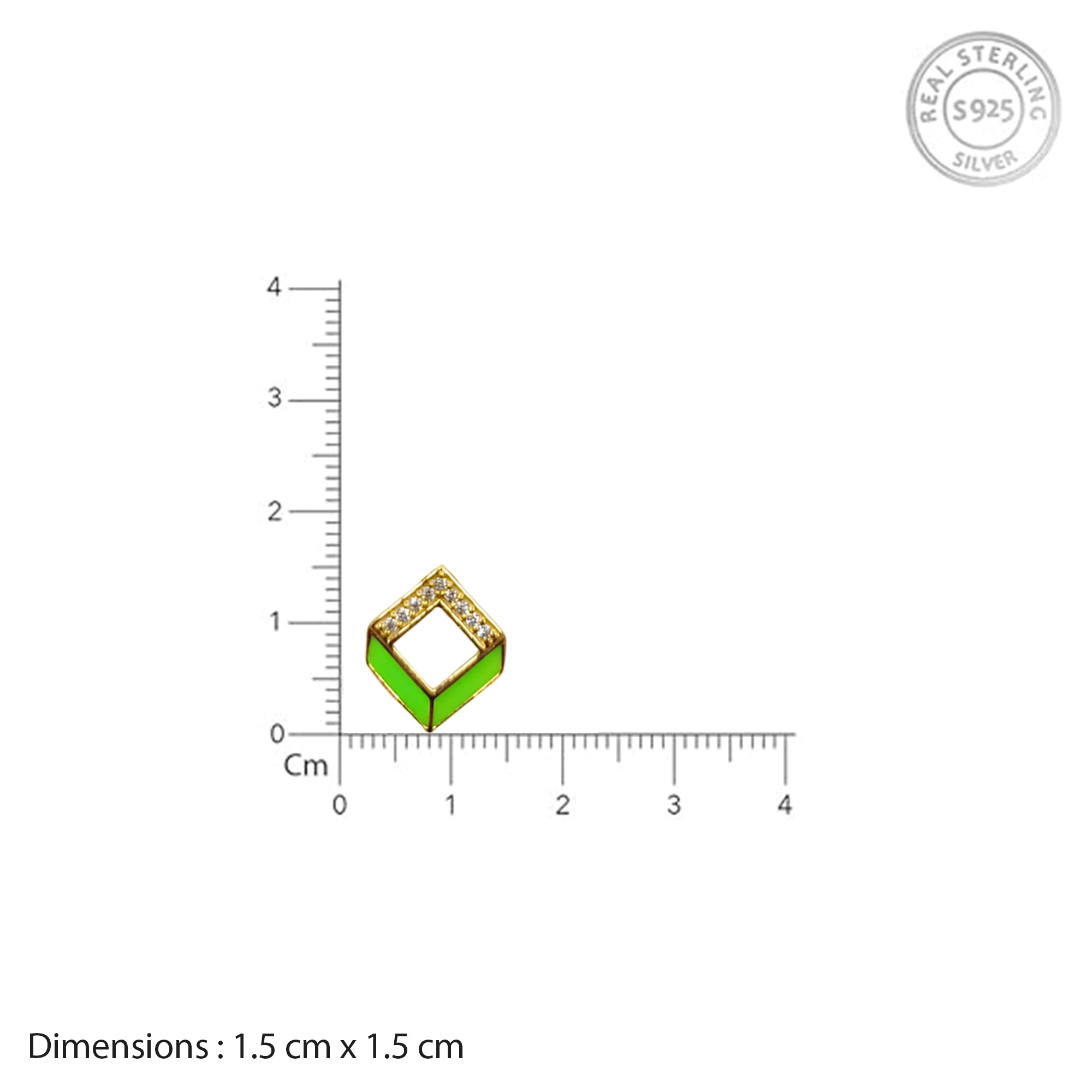 Gold-Plated Silver Necklace with Green Enamel Geometric Pendant