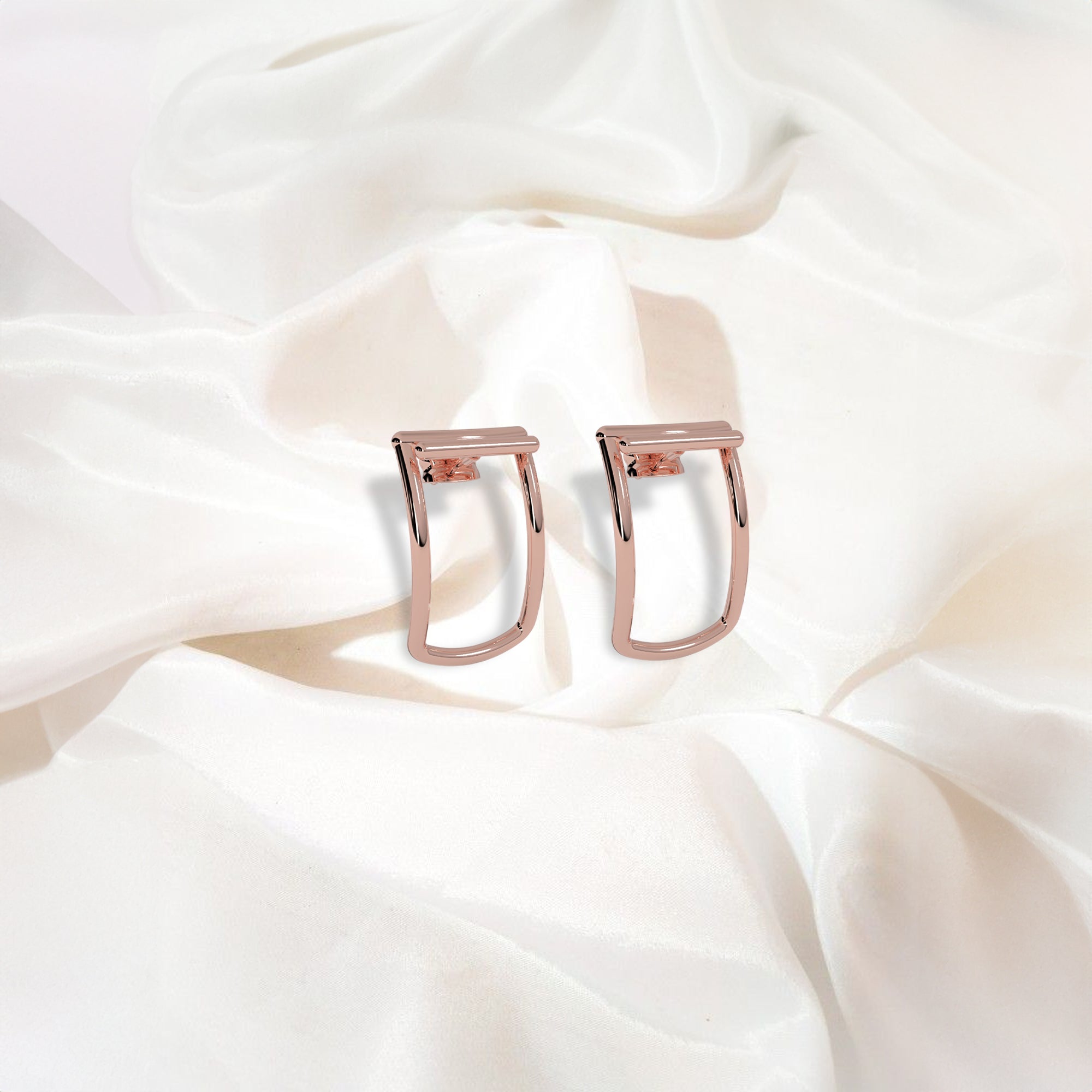 Rose Gold-Plated Geometric Hoop Earrings