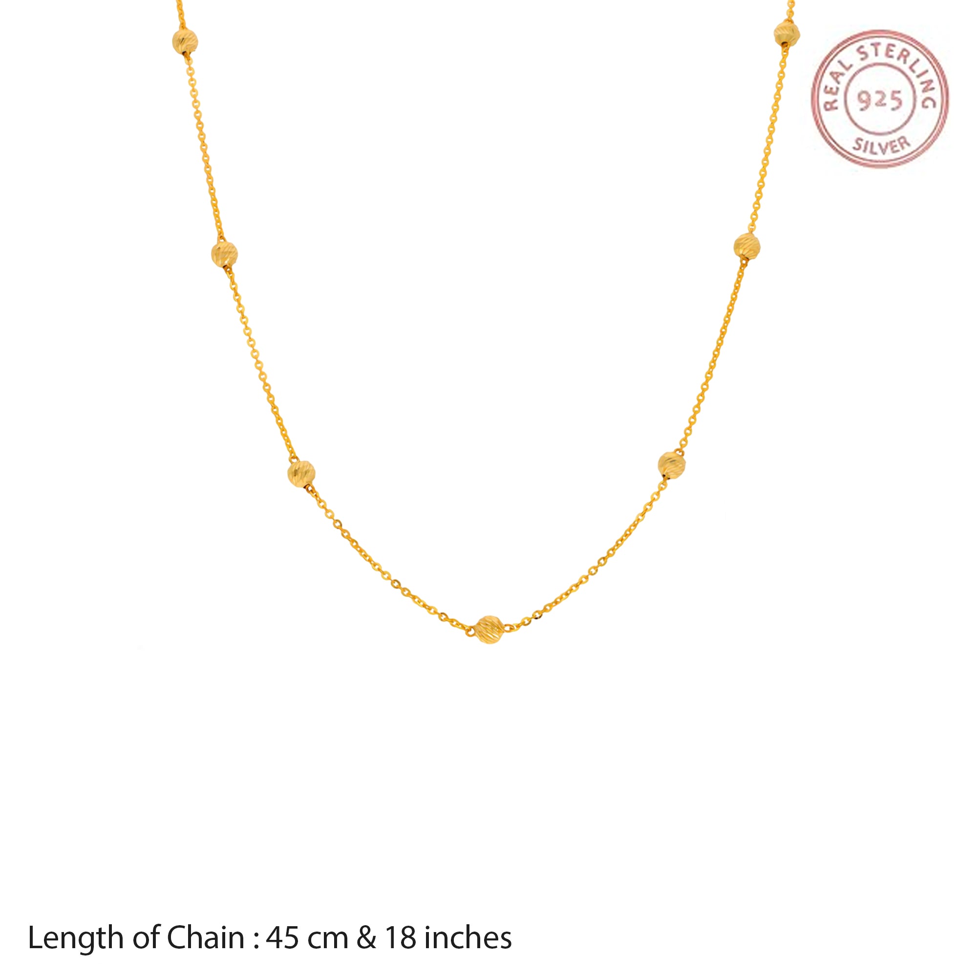 Gold-Plated Silver Beaded Chain Necklace