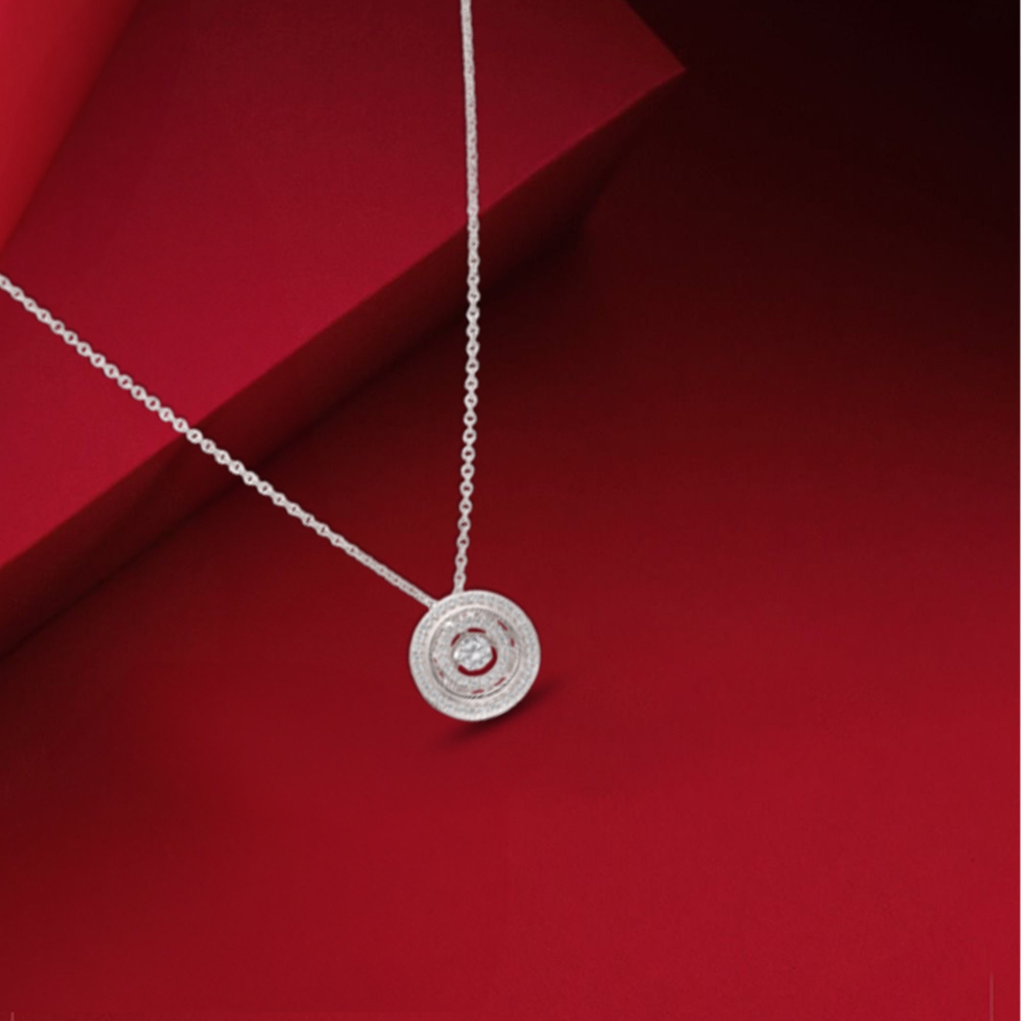 Sterling Silver Pink Enamel Heart Pendant Necklace