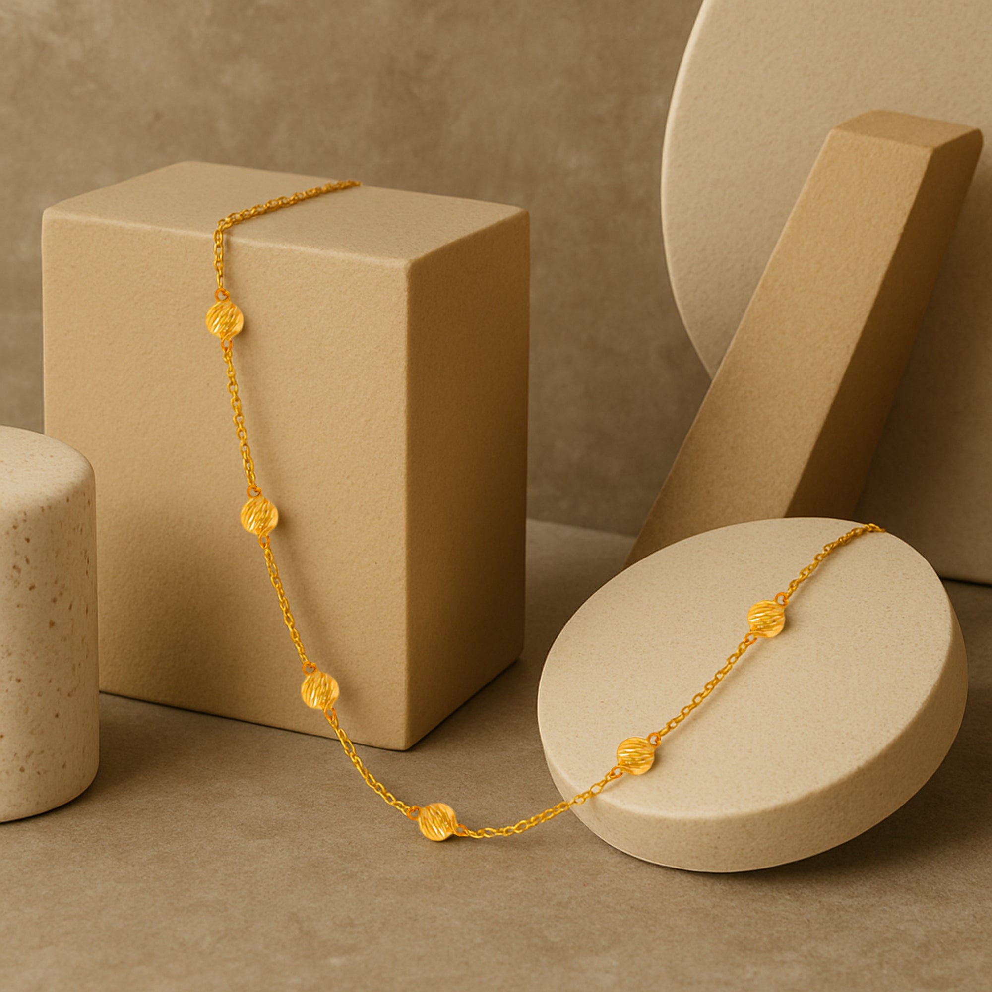 Gold-Plated Silver Beaded Chain Necklace