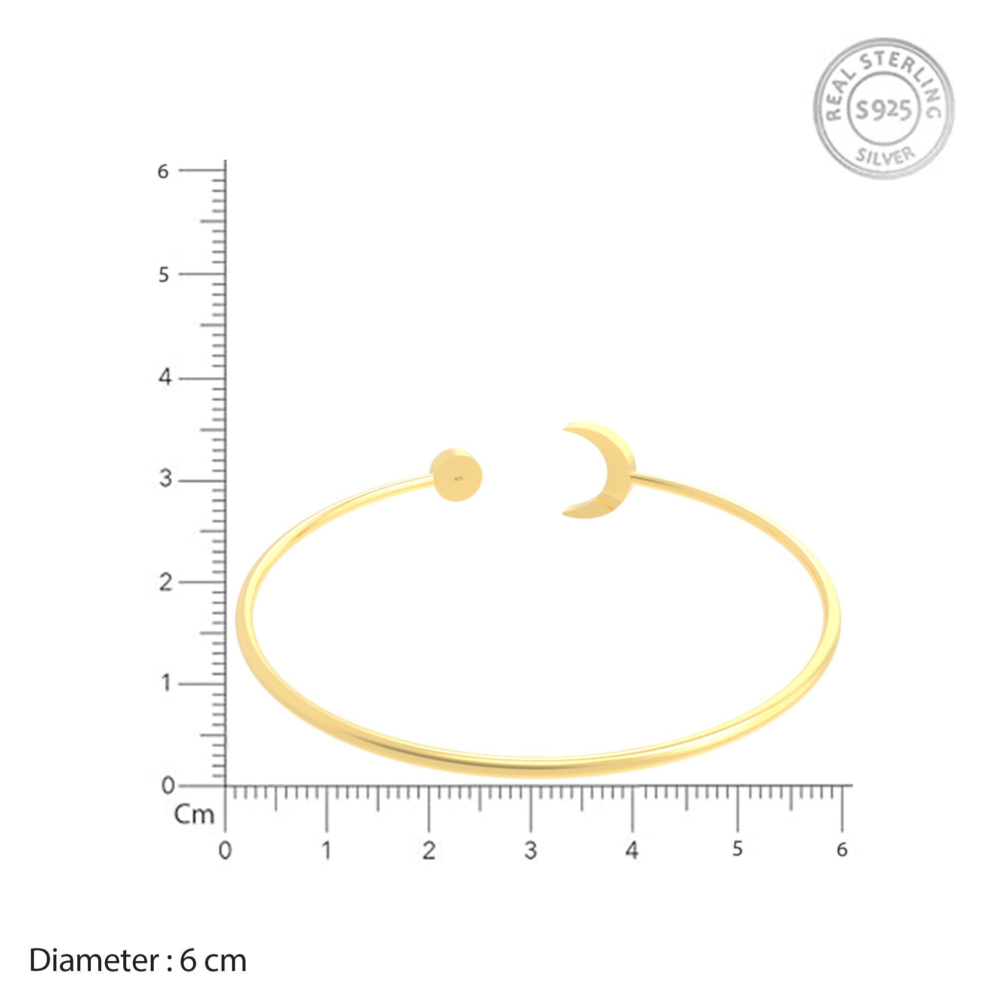 Gold Crescent & Pearl Open Cuff Bracelet