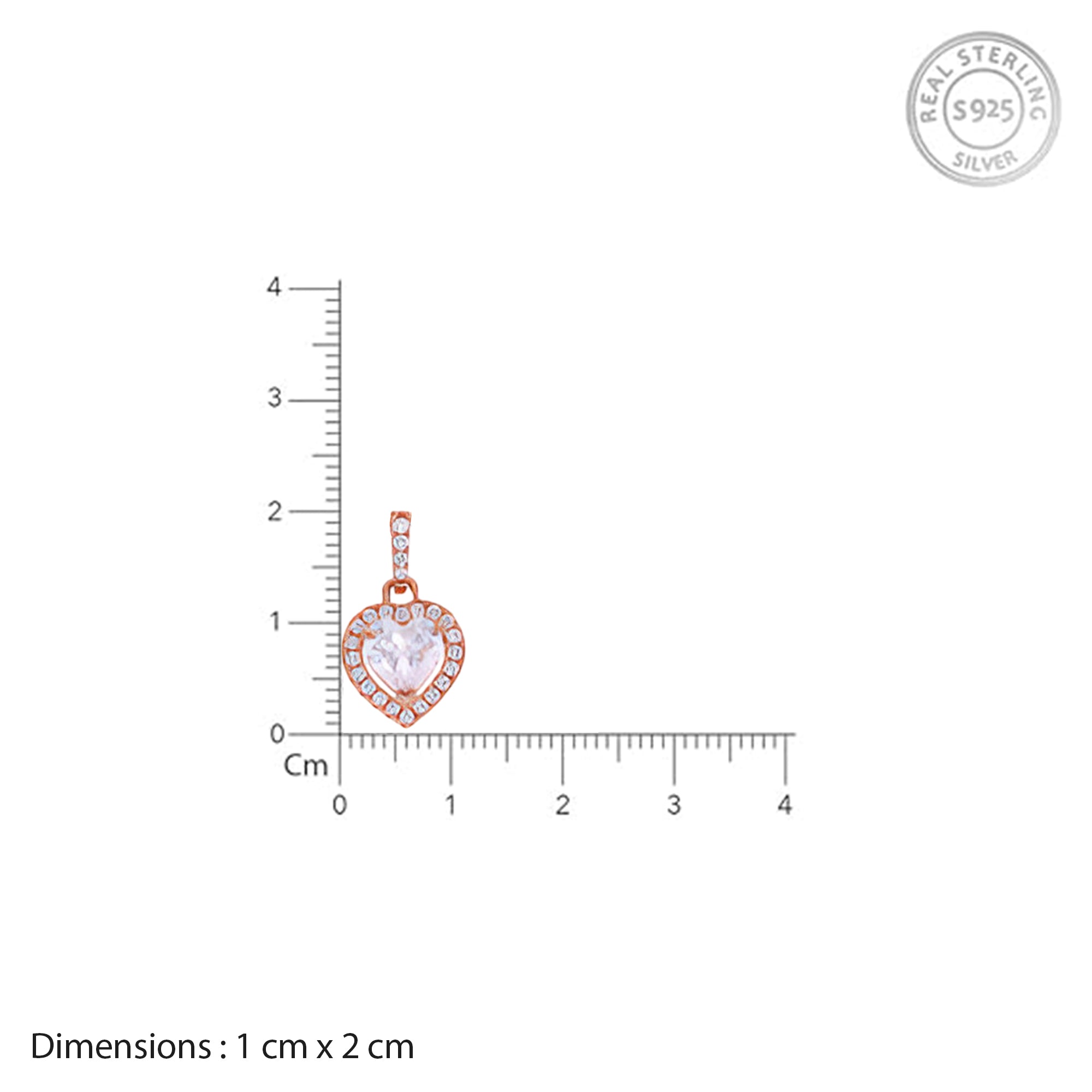 Rose Gold Heart Pendant Necklace with CZ Stones