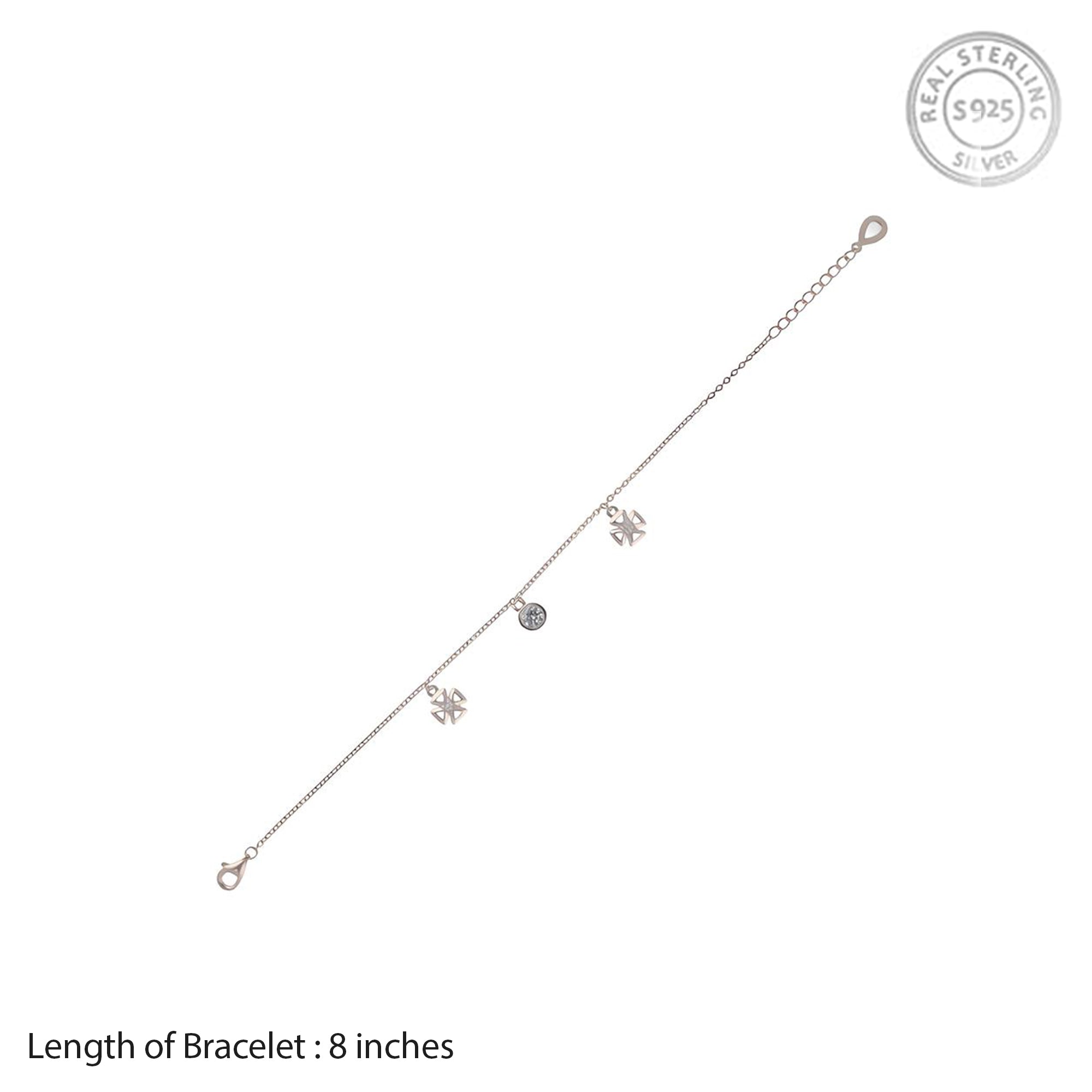 Silver Adjustable Bracelet with Star & Crystal Charms