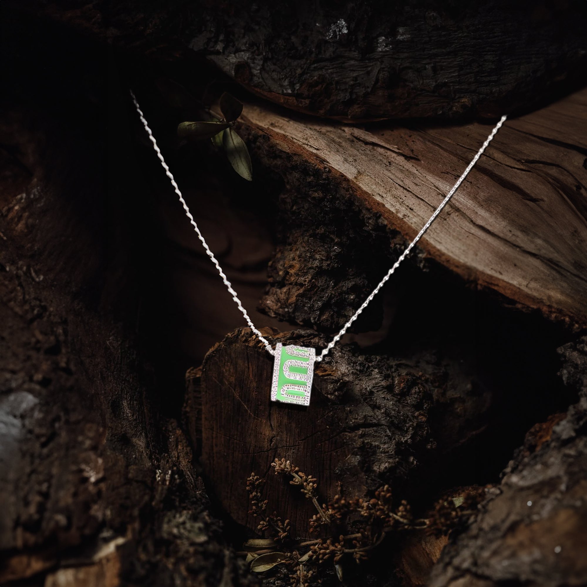 Scorpio Zodiac Necklace – Green Enamel Charm on Silver Chain