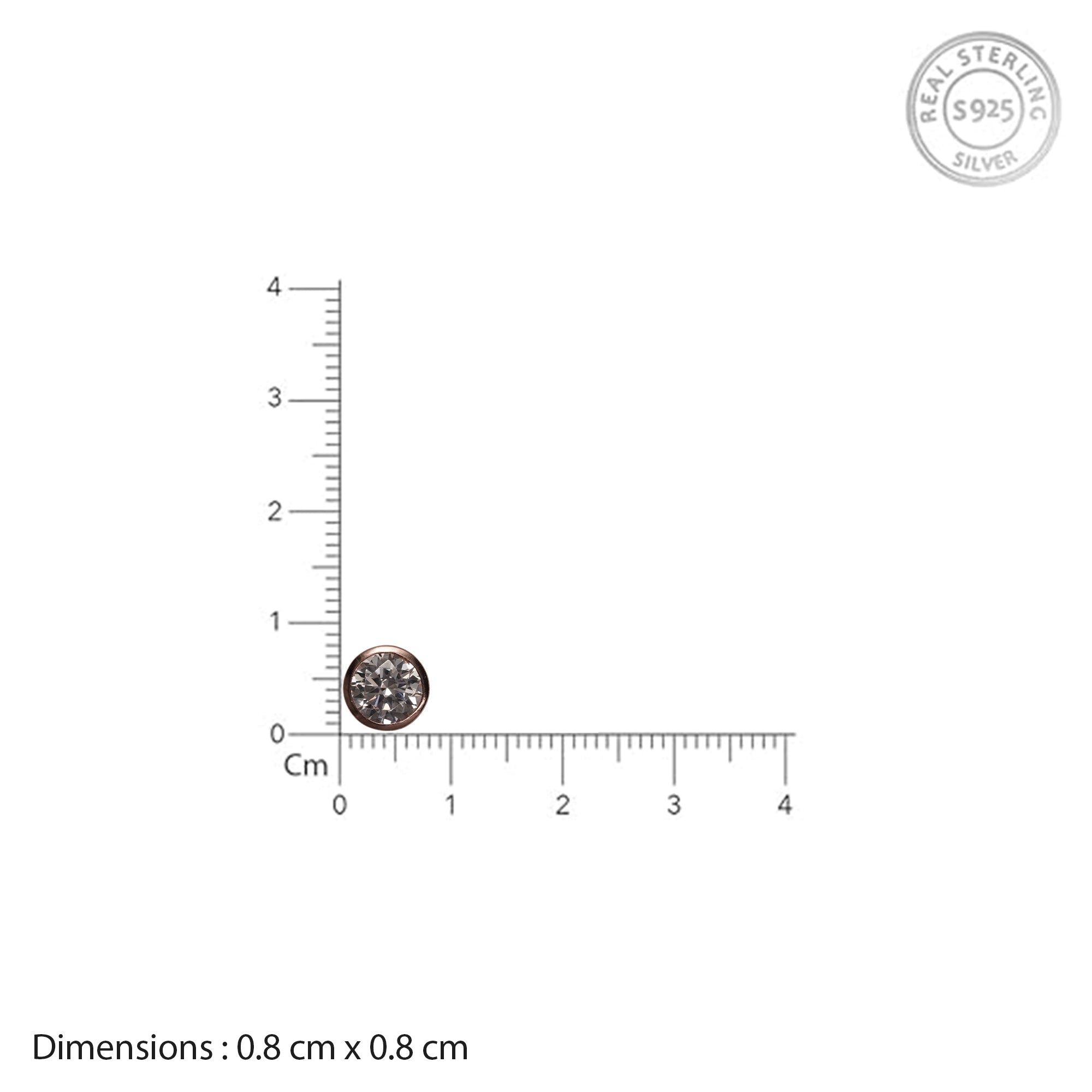 Rose Gold Bezel-Set Crystal Stud Earrings – Classic Round Design