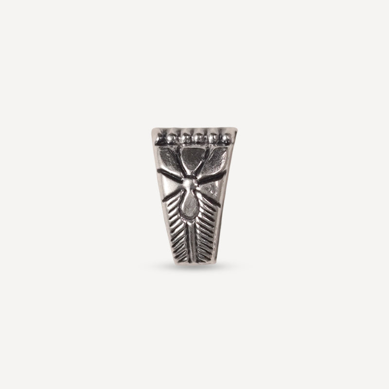 Oxidised Silver Nosepin with Engraved Floral Tribal Motif