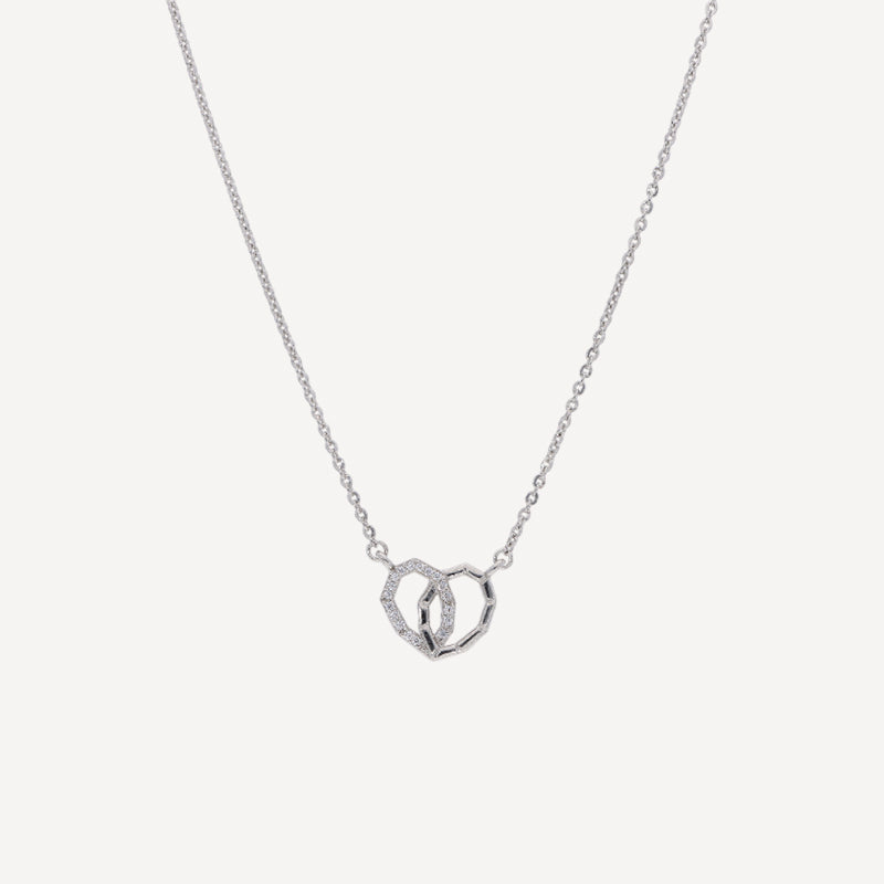 Interlinked Heart Pendant Necklace in Sterling Silver with Cubic Zirconia