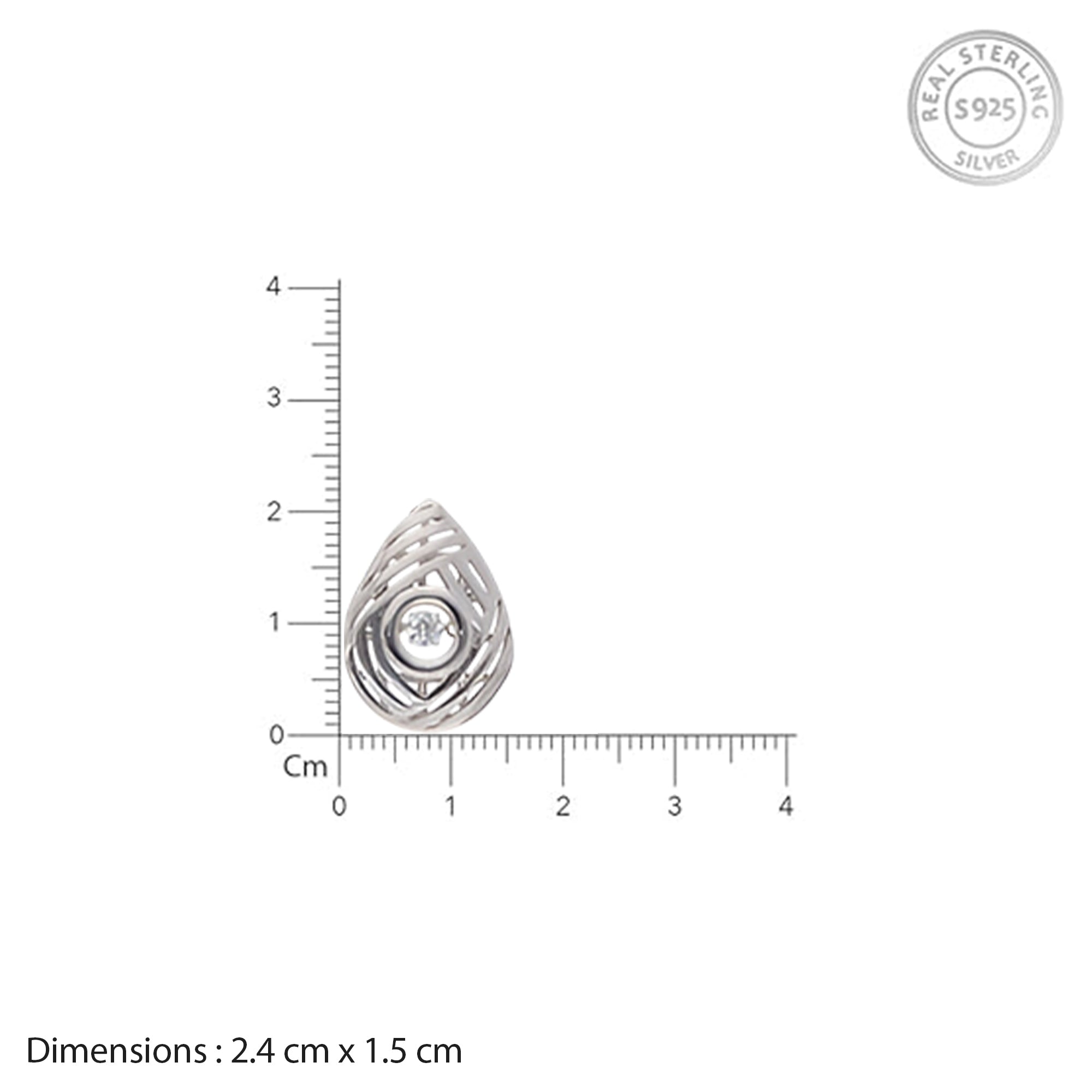 Sterling Silver Teardrop Pendant Necklace with Cubic Zirconia