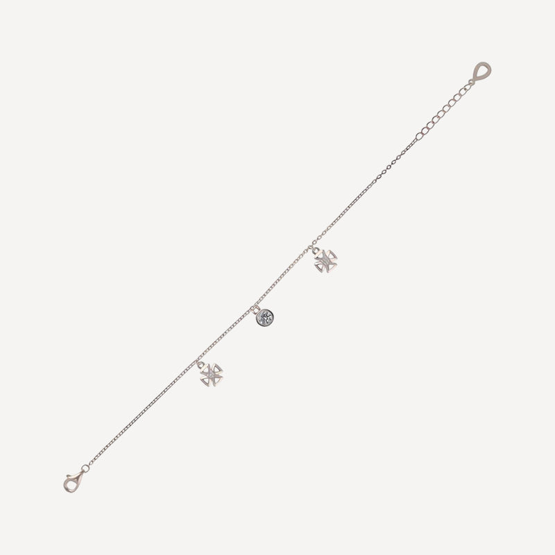 Silver Adjustable Bracelet with Star & Crystal Charms