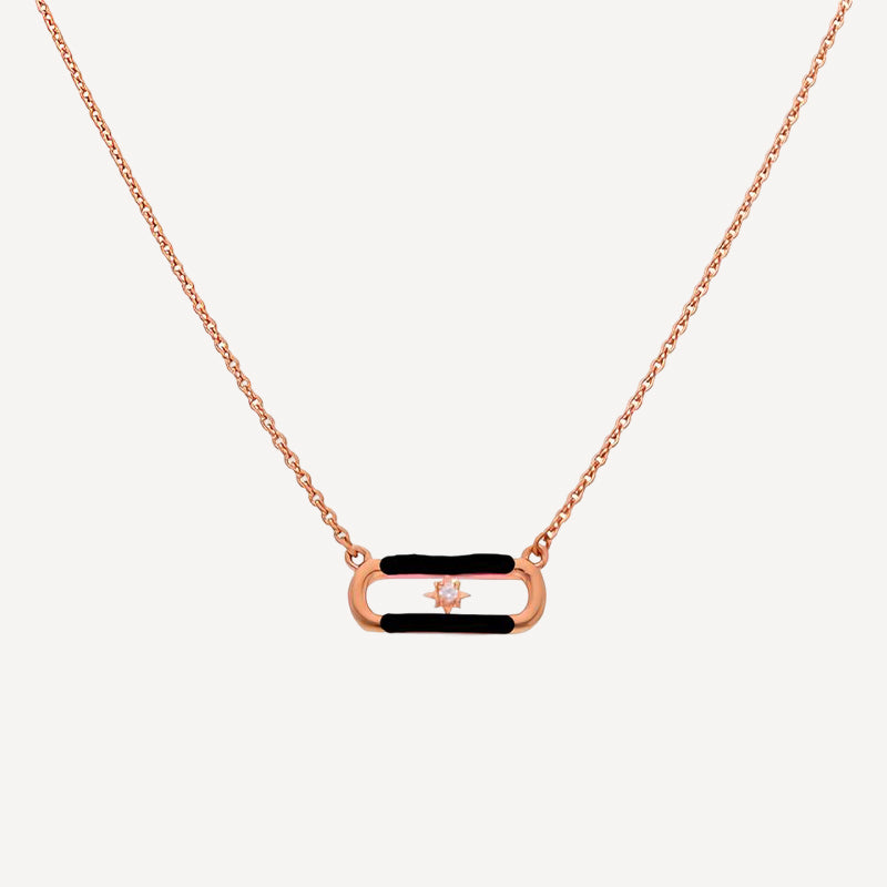 Rose Gold Starburst Bar Pendant Necklace