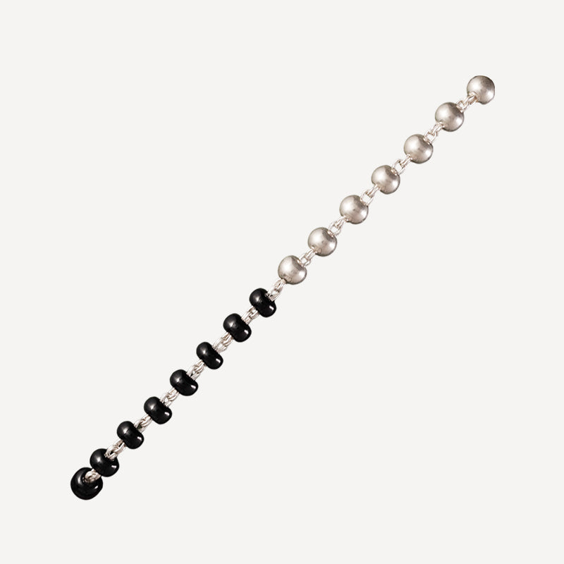 Black & Silver Beaded Dual-Tone Bracelet – Traditional Style