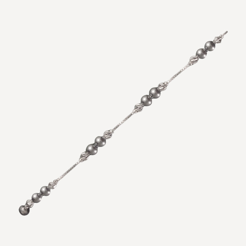 Matte Silver Beaded Bracelet with Textured Accent Spacers