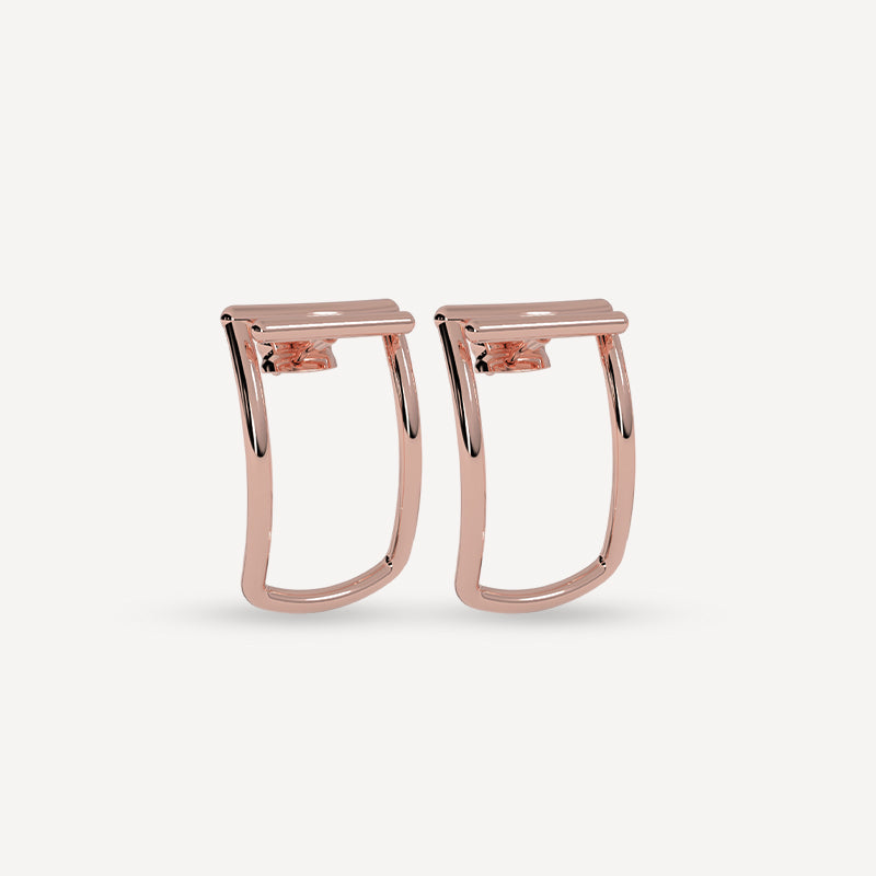 Rose Gold-Plated Geometric Hoop Earrings