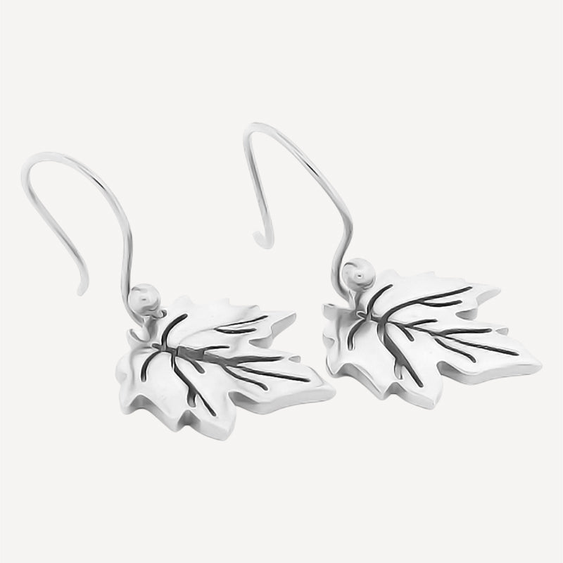 Sterling Silver Maple Leaf Drop Earrings