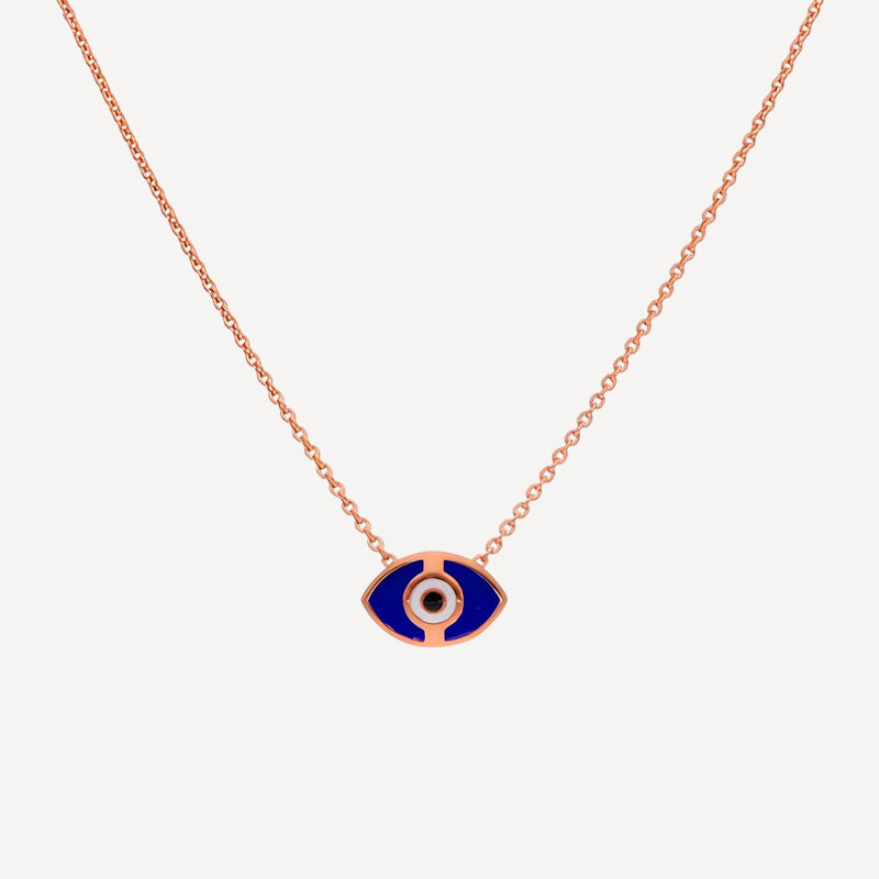 Rose Gold Blue Evil Eye Necklace