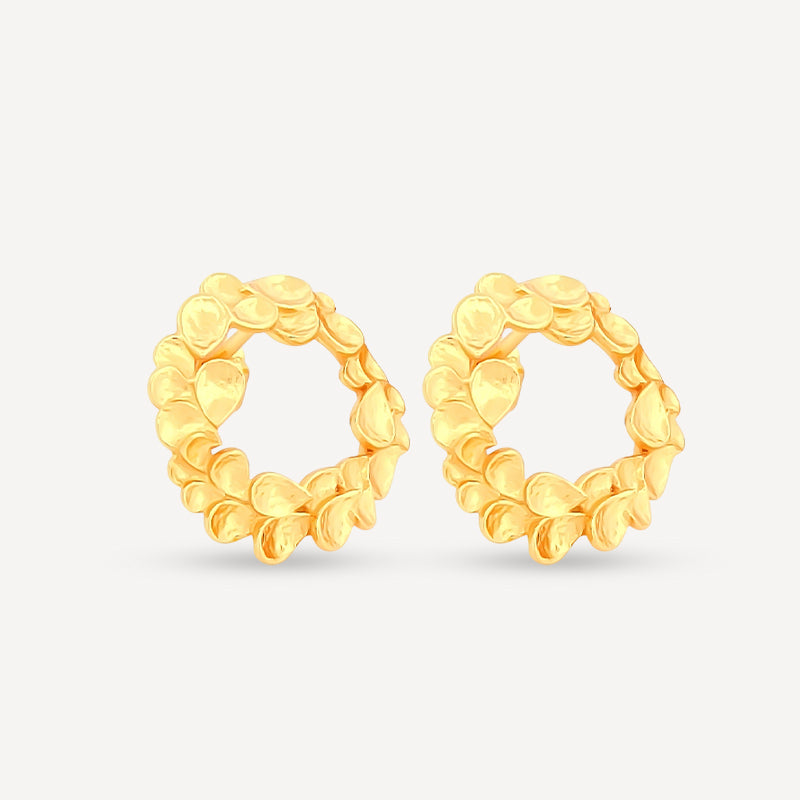 Gold-Plated Petal Loop Stud Earrings