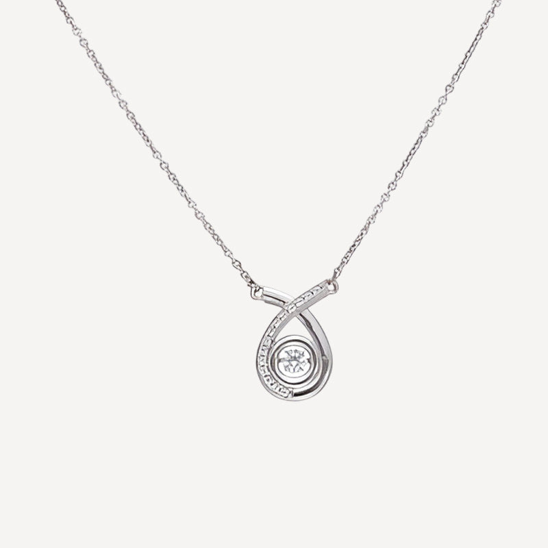 Elegant Sterling Silver Infinity Teardrop Necklace with Sparkling Center Stone