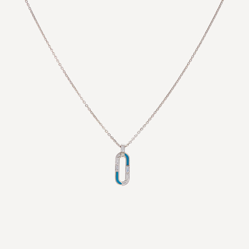 Elegant Silver Chain with Modern Oval Pendant