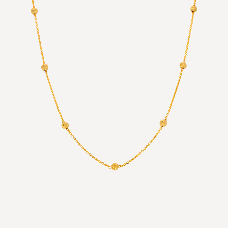 Gold-Plated Silver Beaded Chain Necklace