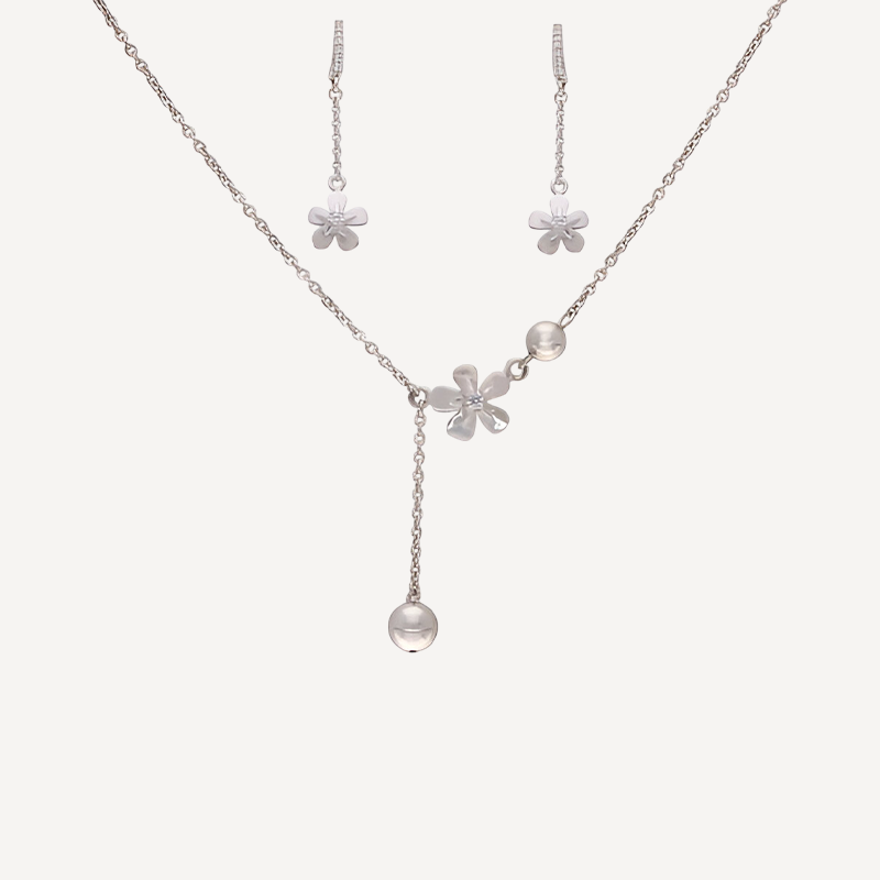 Floral Pearl Necklace Set