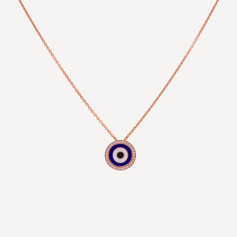 Rose Gold Evil Eye Pendant Necklace