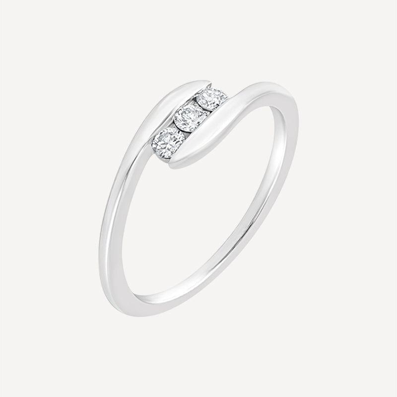 Minimalist Silver Wrap Ring with Trio CZ Stones