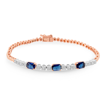 Blue Emrald Diamond bracelet in 14k rose gold