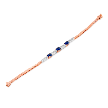 Blue Emrald Diamond bracelet in 14k rose gold