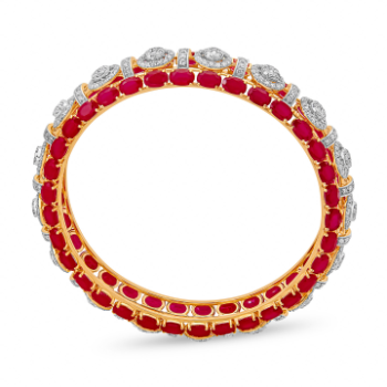 Rich Ruby Diamond Bangales in 14K Yellow Gold