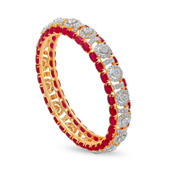 Ceremonial Ruby Diamond Bangales in 14K Yellow Gold