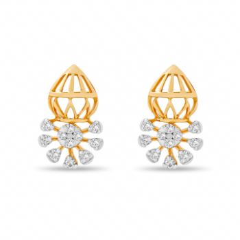 Shiny Diamond Earrings in 14K Yellow Gold