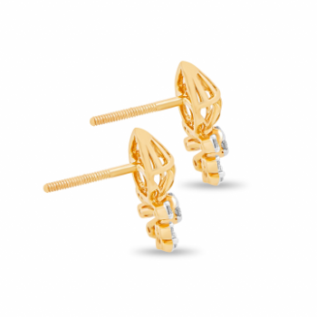 Shiny Diamond Earrings in 14K Yellow Gold