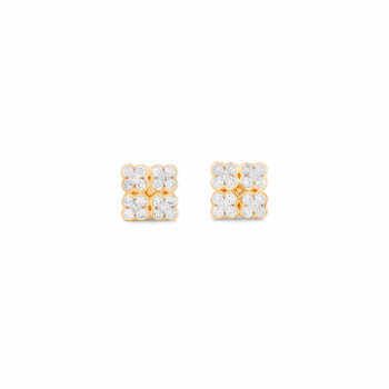 Quatre Daimond Stud in 14K Yellow Gold