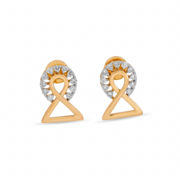 Infinity look 14k yellow gold daimond stud