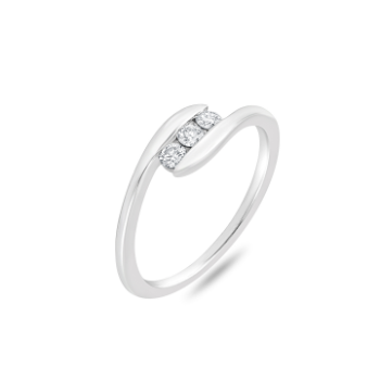 Minimalist Trios  Daimond Ring in 14K White Gold