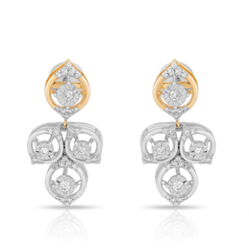 Stunning Diamond Earrings in 14K Two tone  Gold